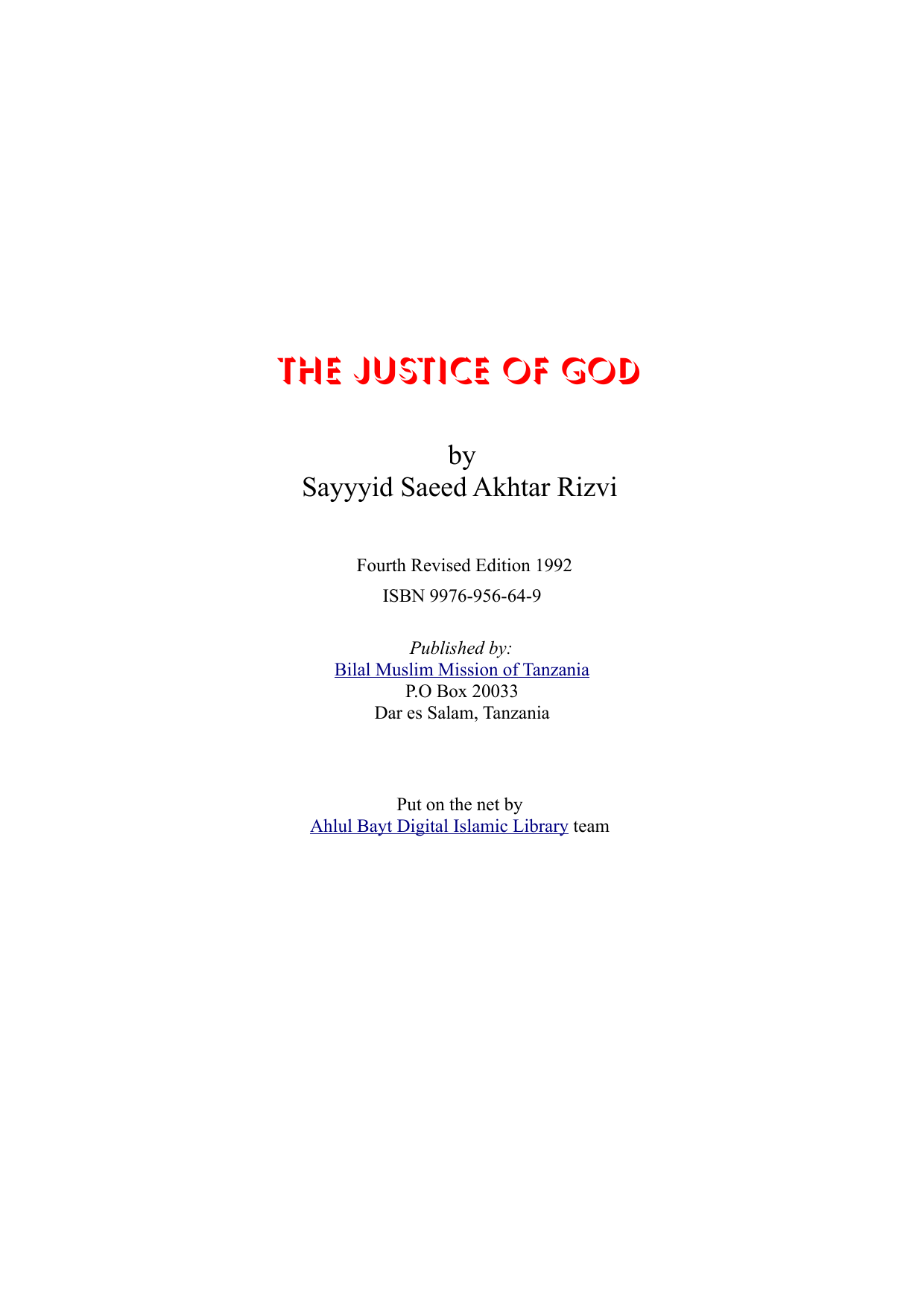 The Justice of God