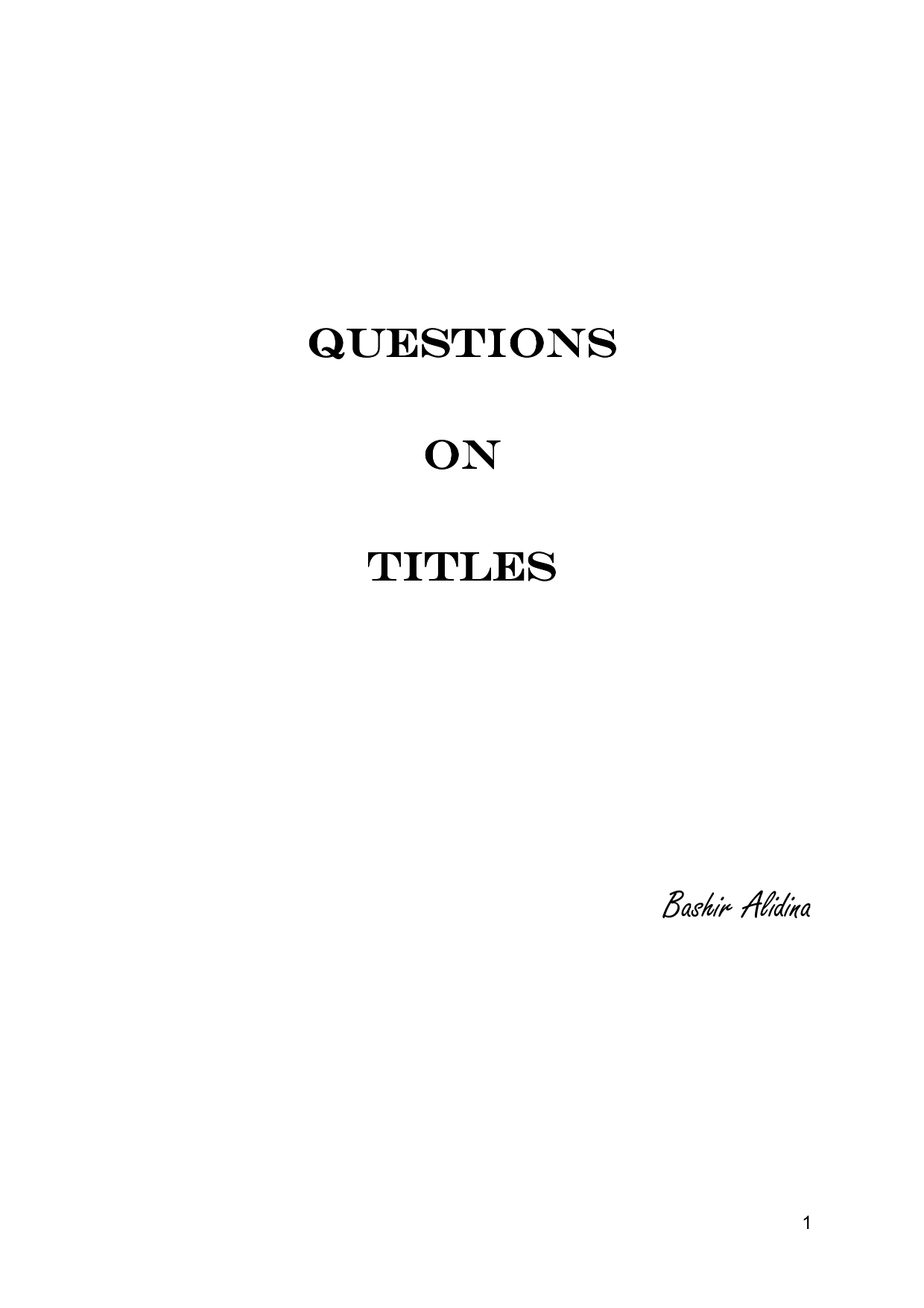 Questions On Titles