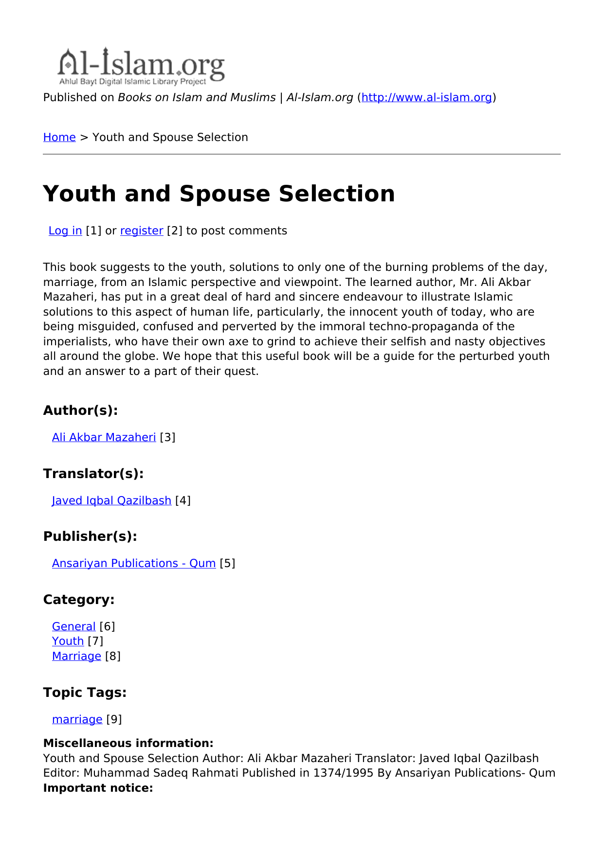 Youth and Spouse Selection
