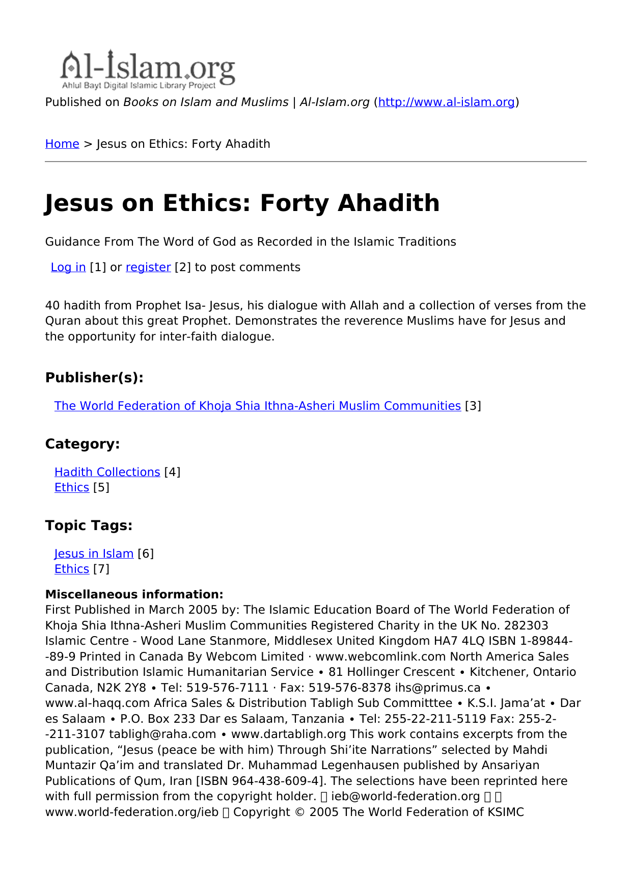 Jesus on Ethics