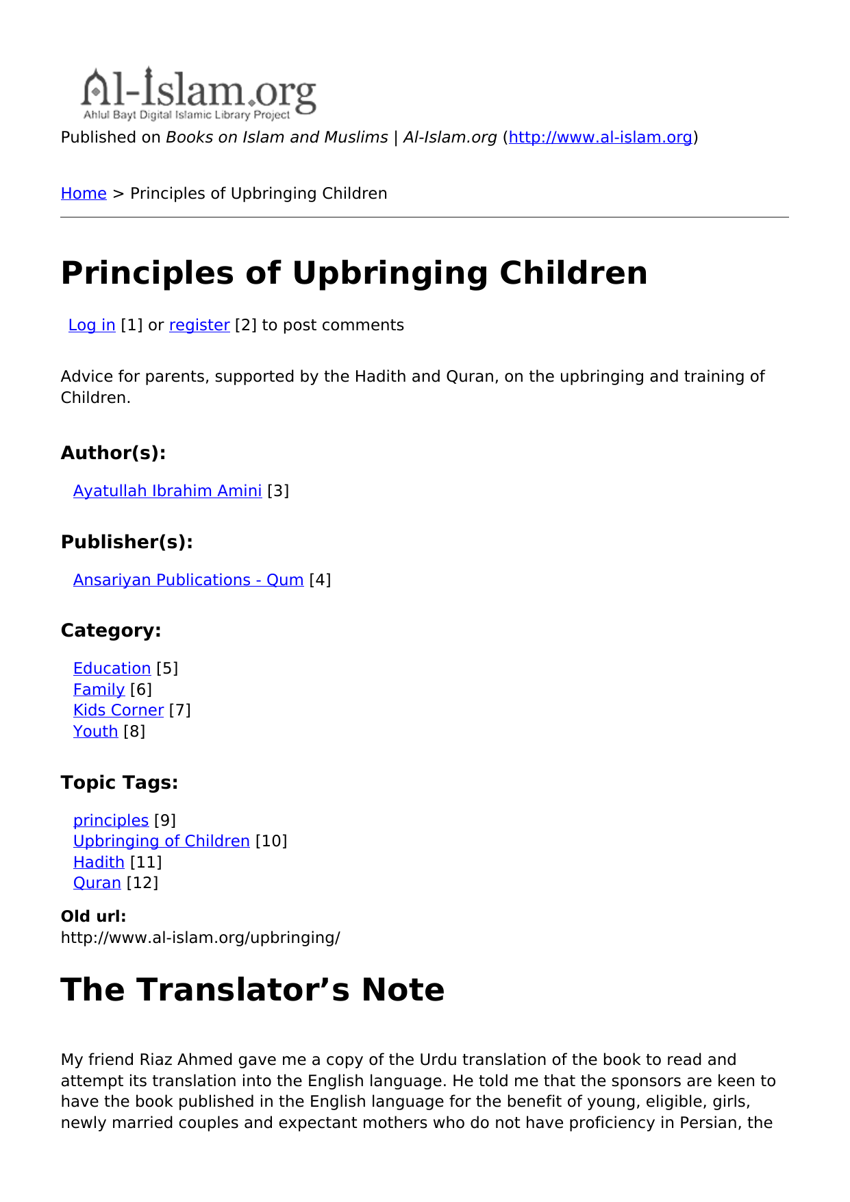 Principles of Upbringing Children