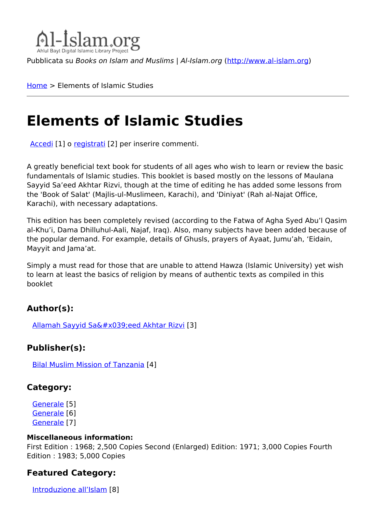 Elements of Islamic Studies