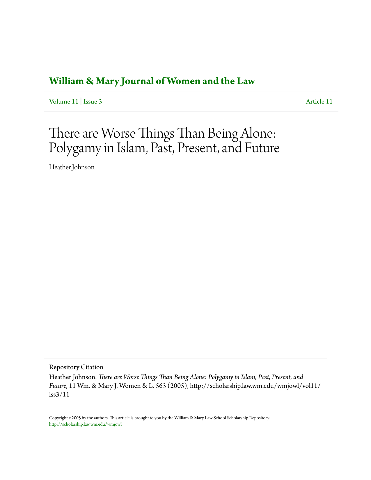 There Are Worse Things Than Being Alone: Polygamy In Islam, Past, Present, And Future