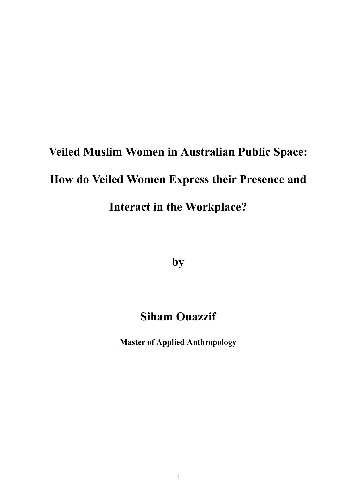 Veiled Muslim Women in Australian Public Space