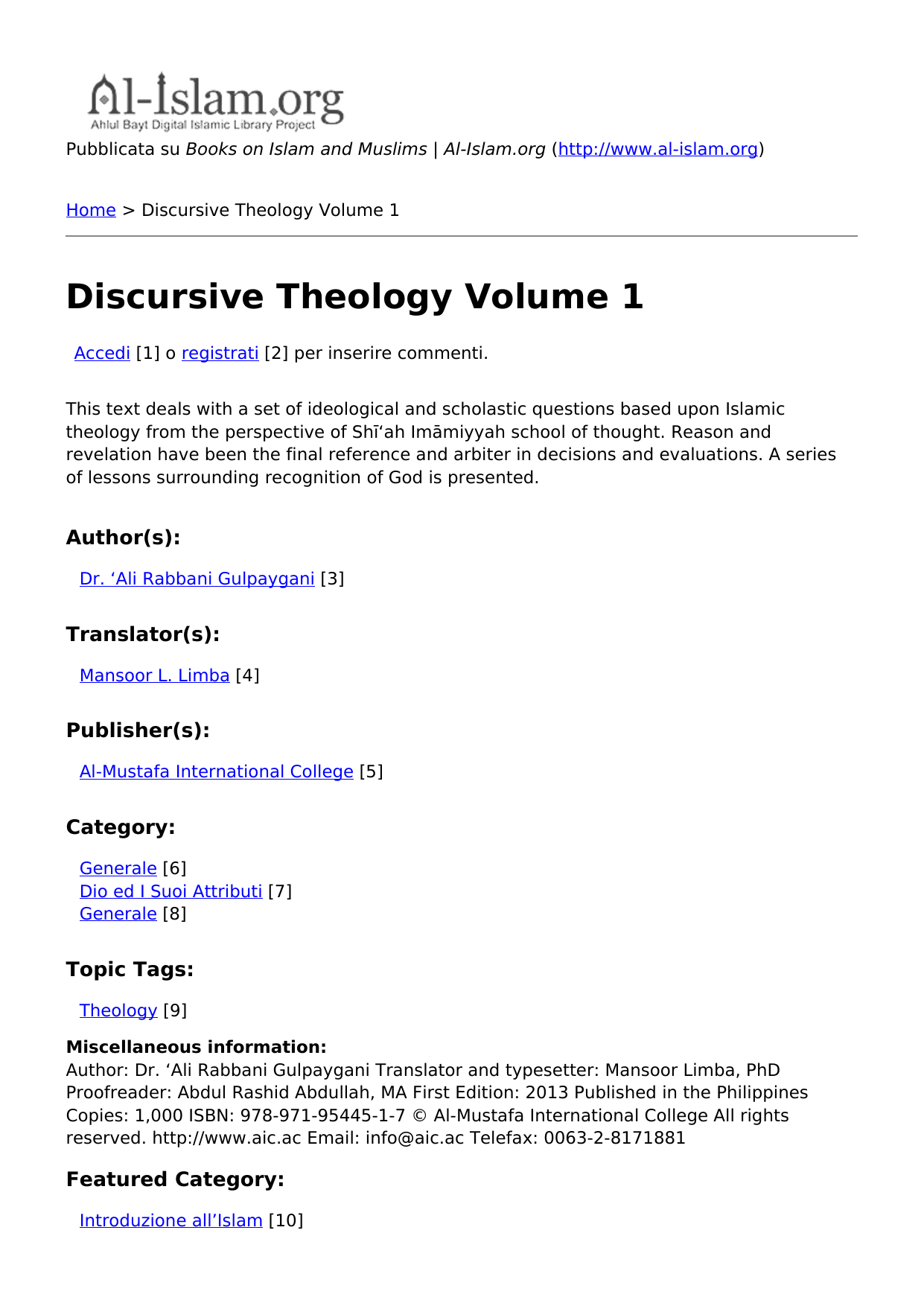 Discursive Theology Volume 1
