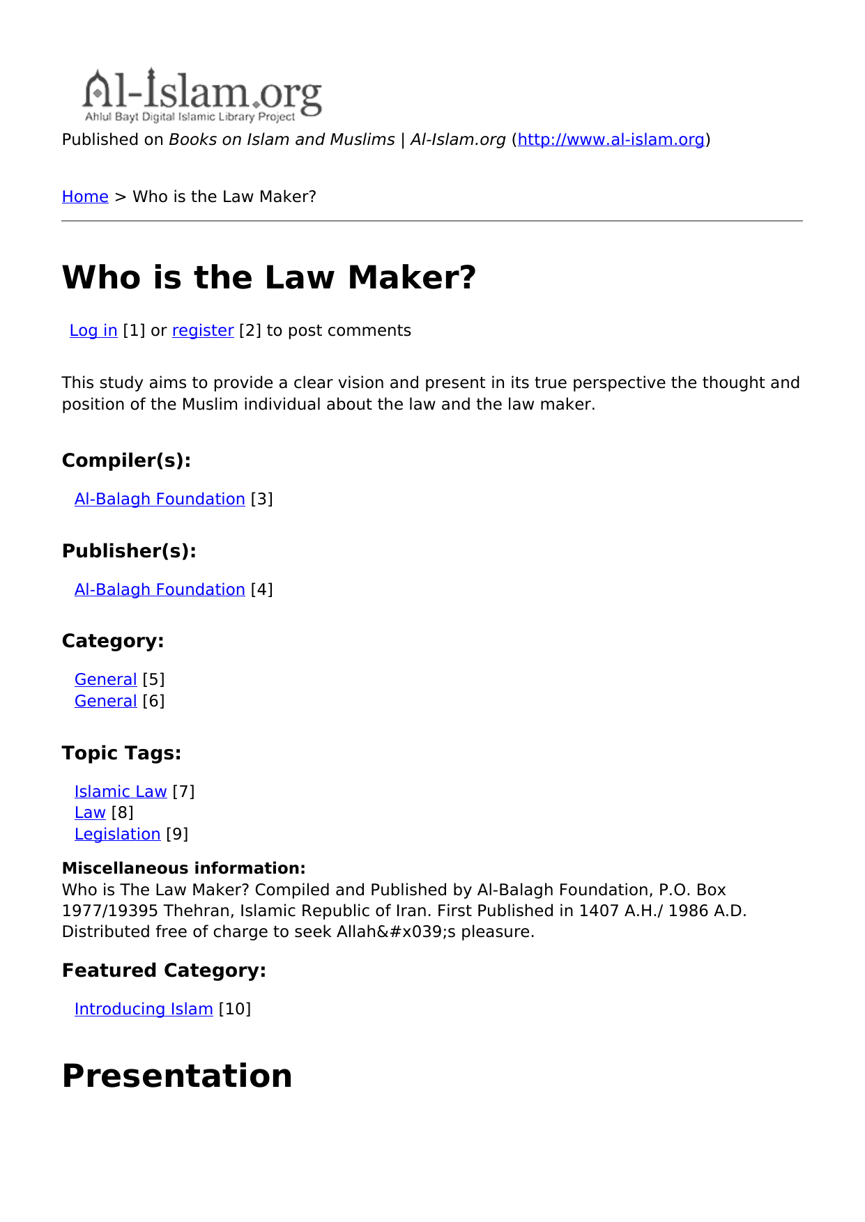 Who is the Law Maker?