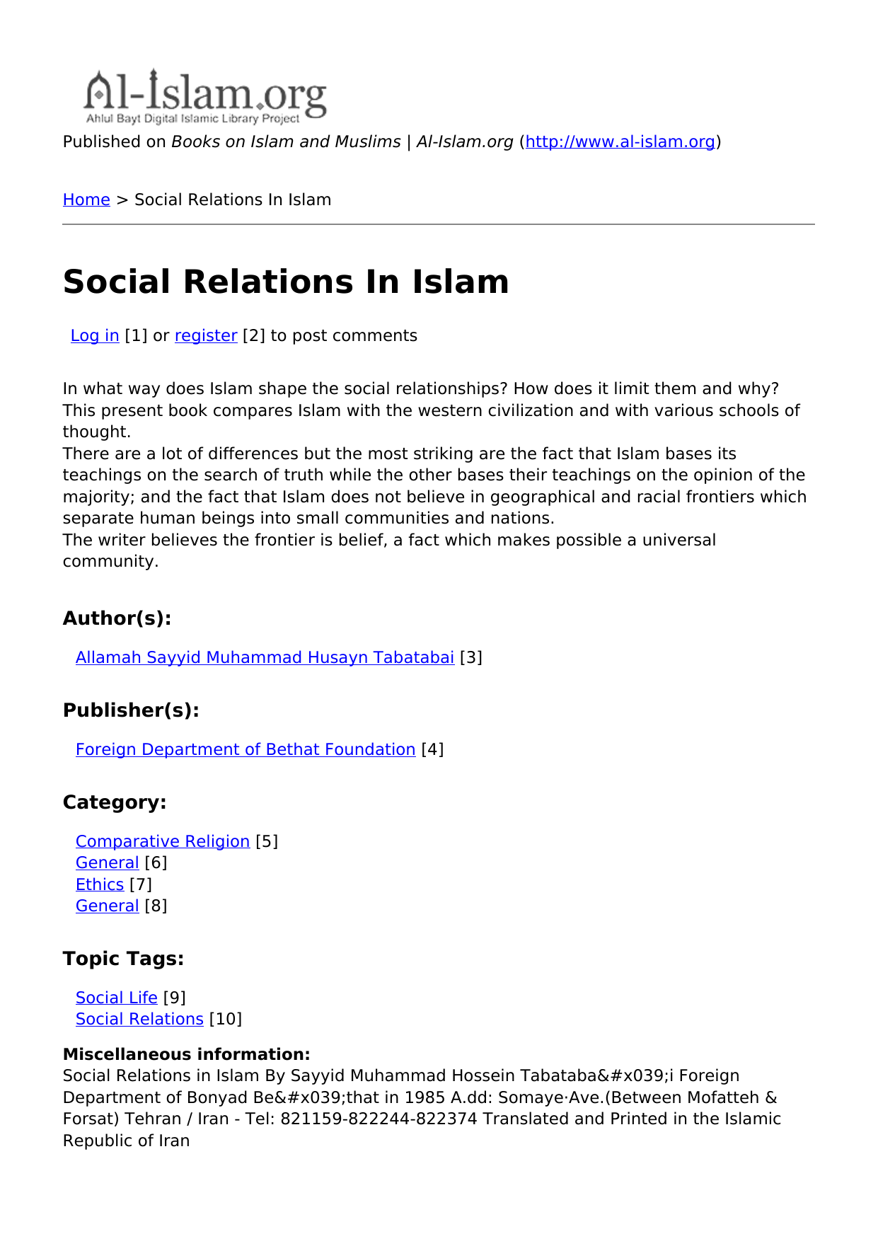 Social Relations In Islam