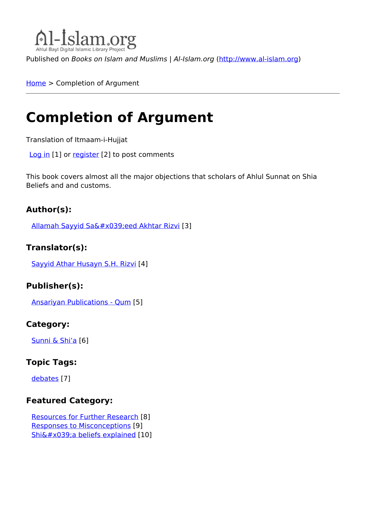 Completion Of Argument