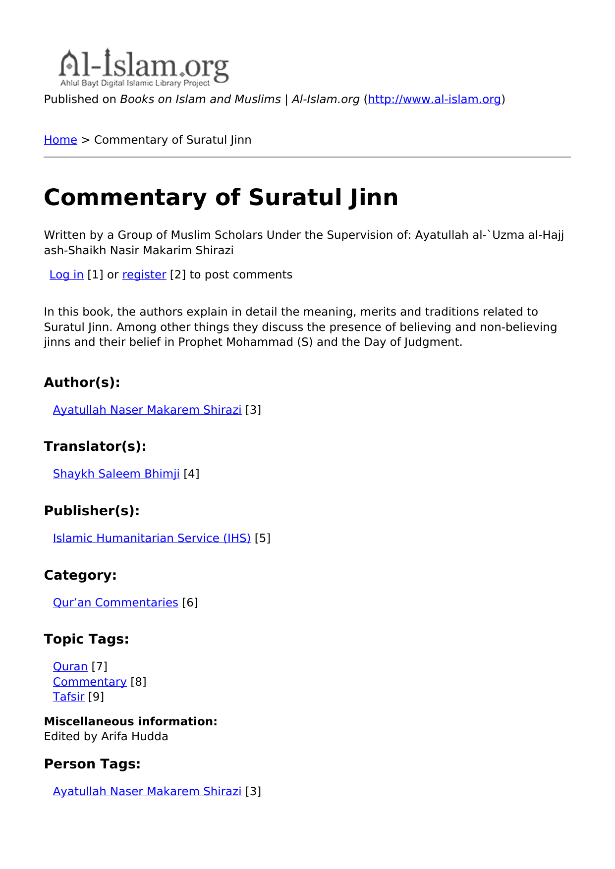 Commentary Of Suratul Jinn