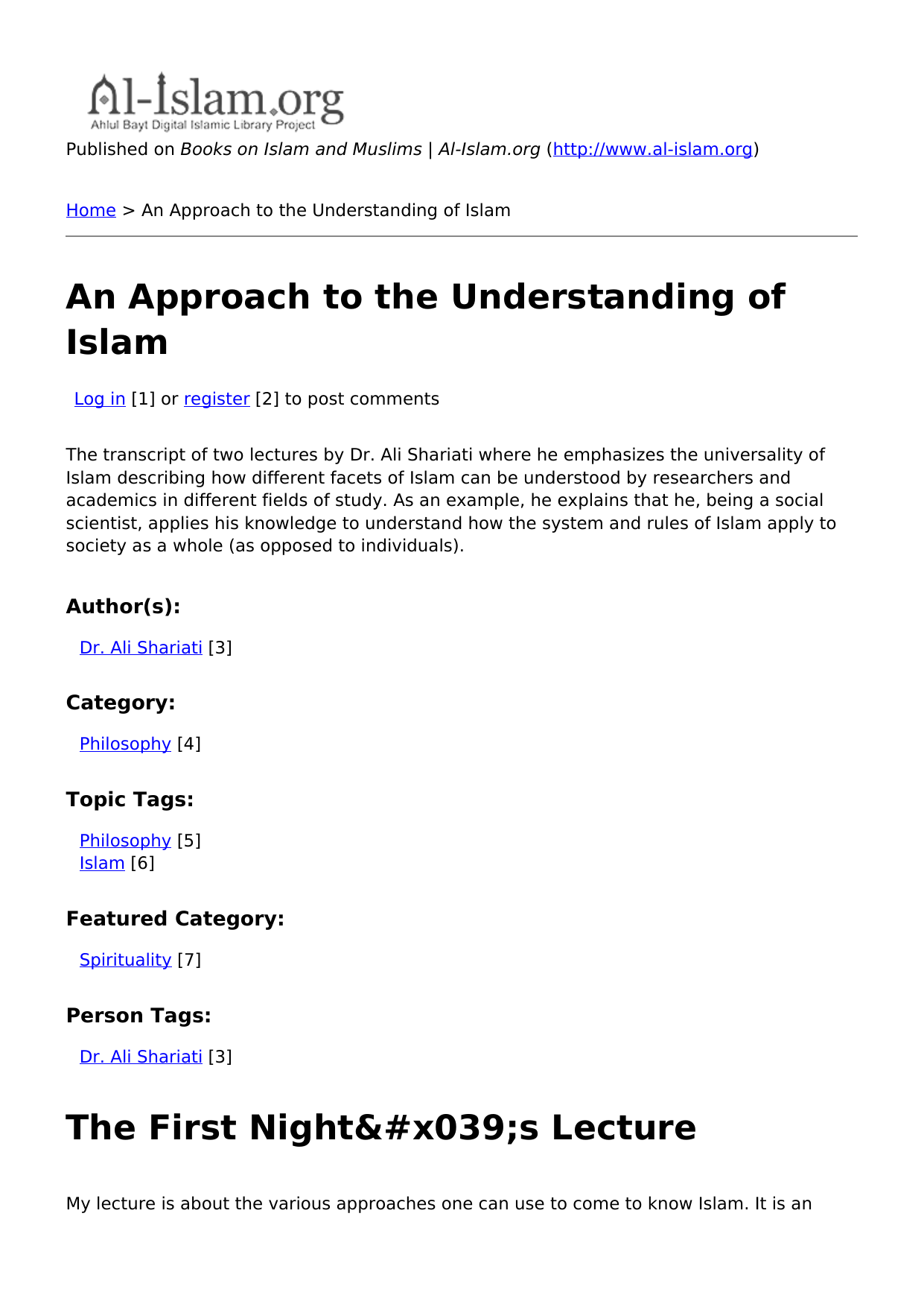 An Approach To The Understanding Of Islam