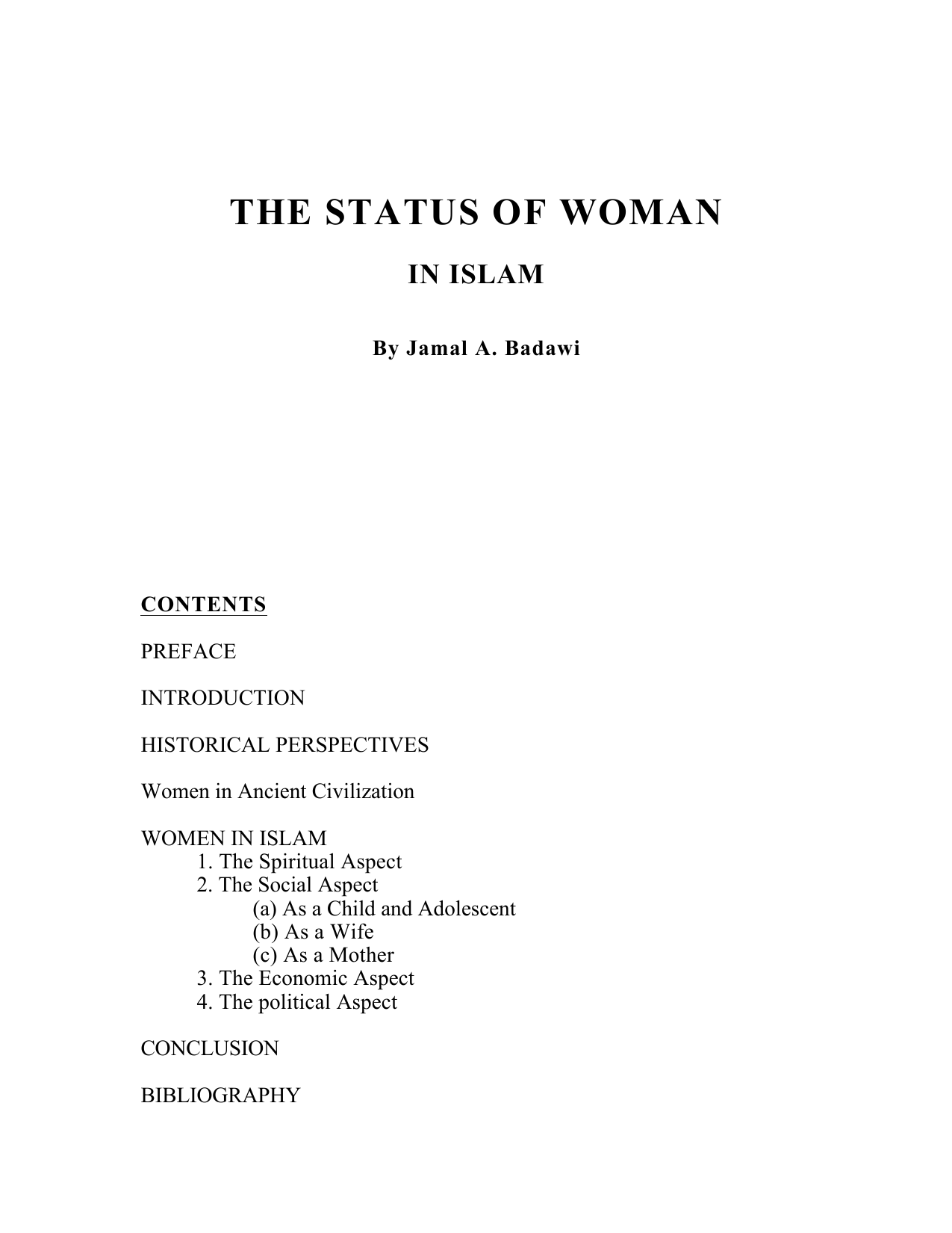 The Status Of Woman In Islam