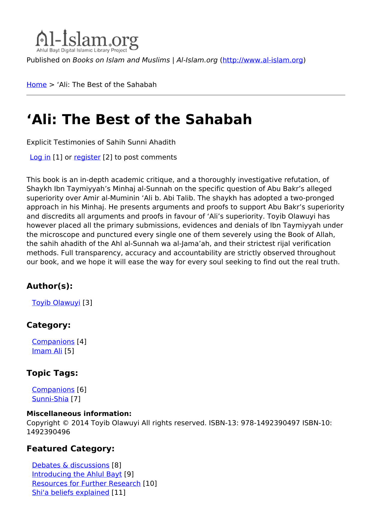 Ali - The Best Of The Sahabah