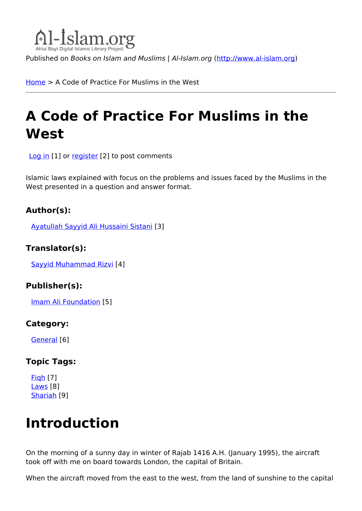 A Code Of Practice For Muslims In The West
