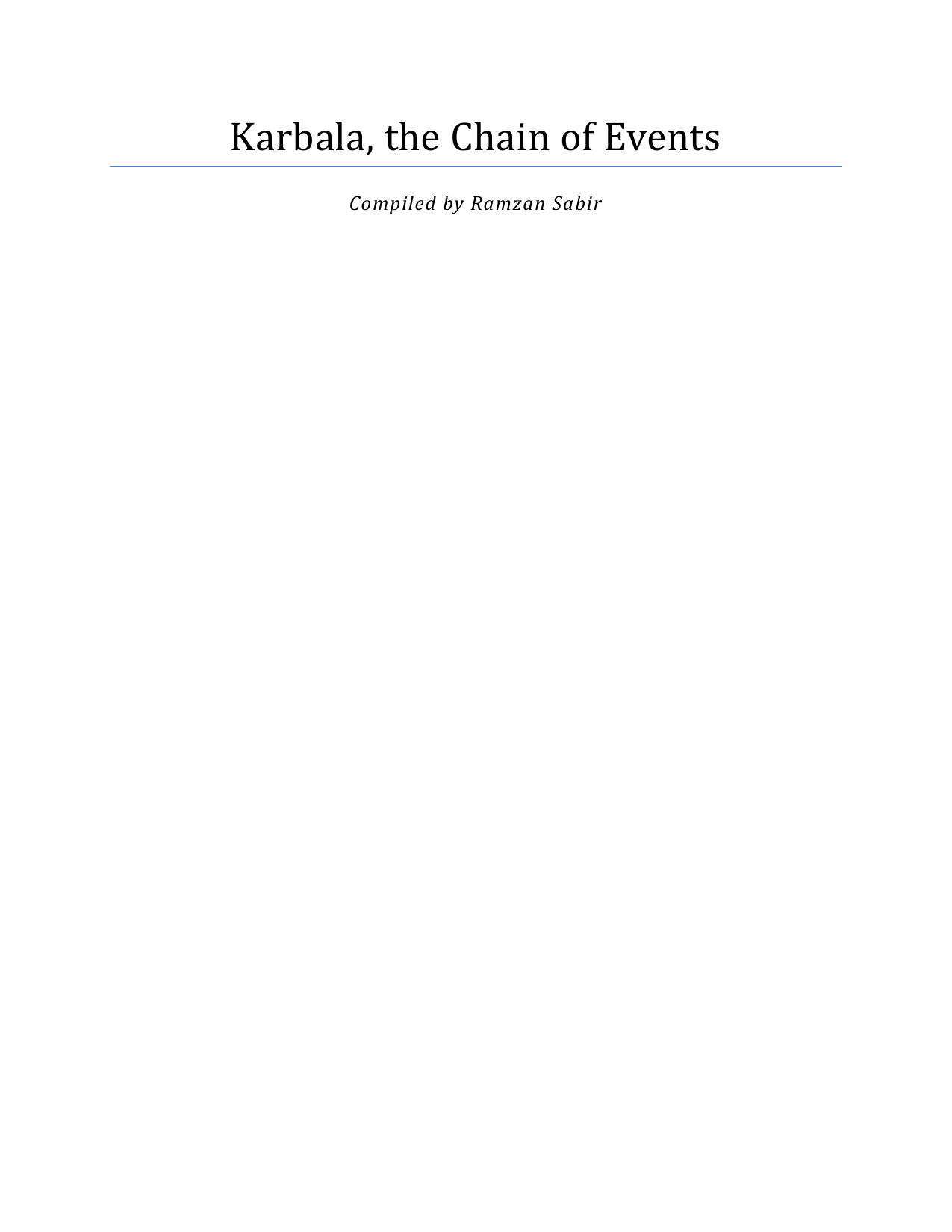 Karbala, The Chain Of Events