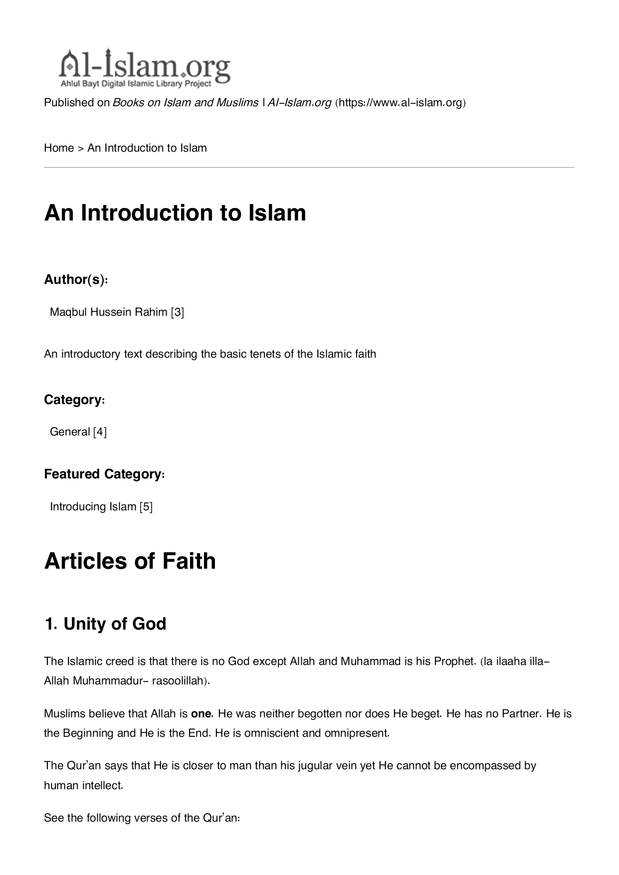 An Introduction to Islam