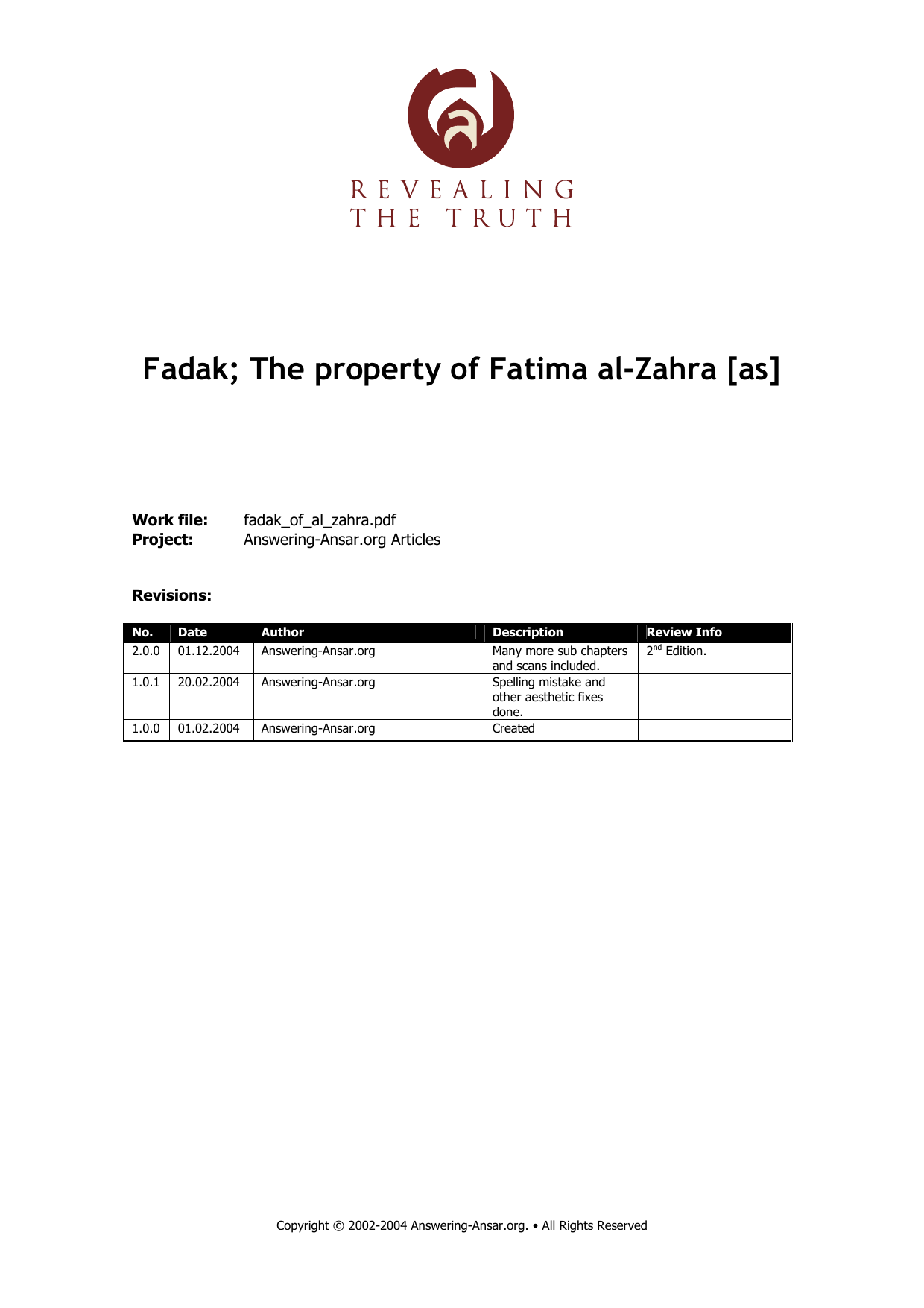 Fadak The property of Fatima al Zahra
