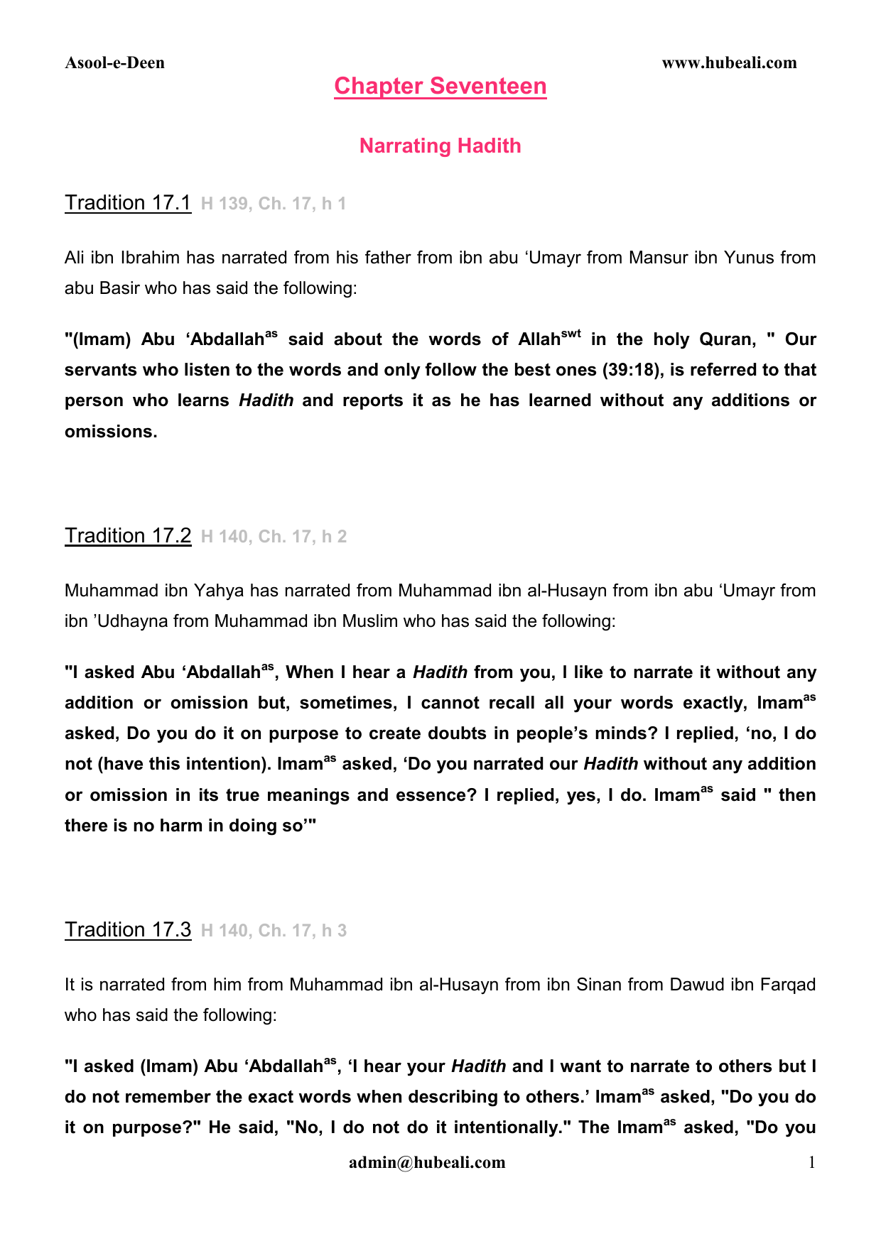 Narrating Hadith