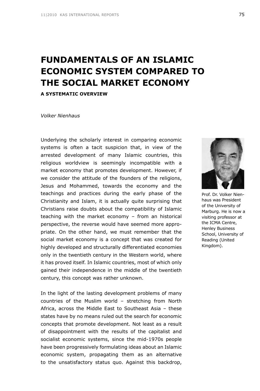 Fundamentals Of An Islamic Economic System Compared To The Social Market Economy